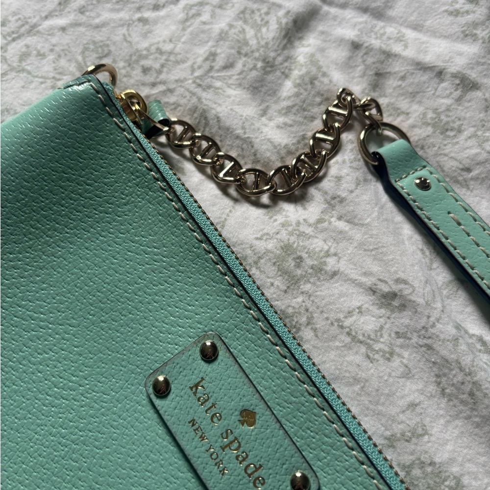 Teal Kate Spade shoulder bag with chain and leather strap - Picture 4 of 5